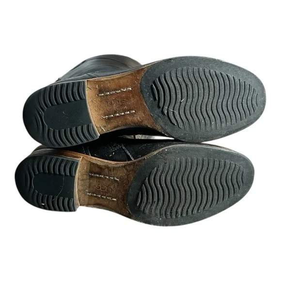 UGG Australia Black Leather Riding Boots - Picture 5 of 9